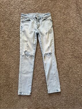 American Eagle AirFlex 360 Skinny Jeans Men’s 29x30 Light Wash Distressed EUC
